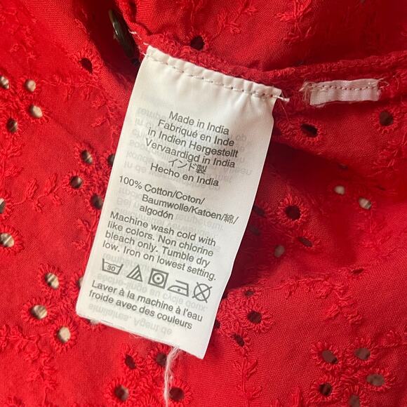 Madewell Womens Red Eyelet Flutter Sleeve Top Sleeveless Size XS - Picture 5 of 9